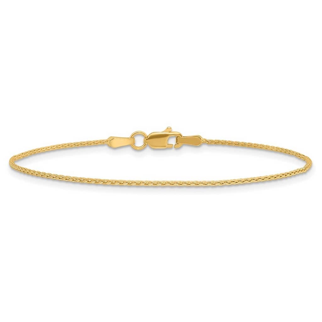 Curata 10k Yellow Gold 1.2mm 7" Parisian Wheat Chain Bracelet