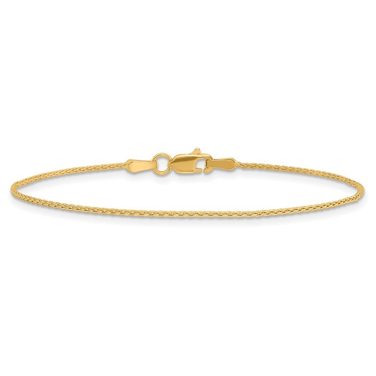 Curata 10k Yellow Gold 1.2mm 7" Parisian Wheat Chain Bracelet