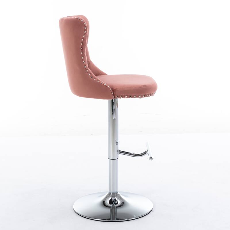 Counter Height Swivel Barstools Adjustable Upholstered Bar Chairs Set of 2