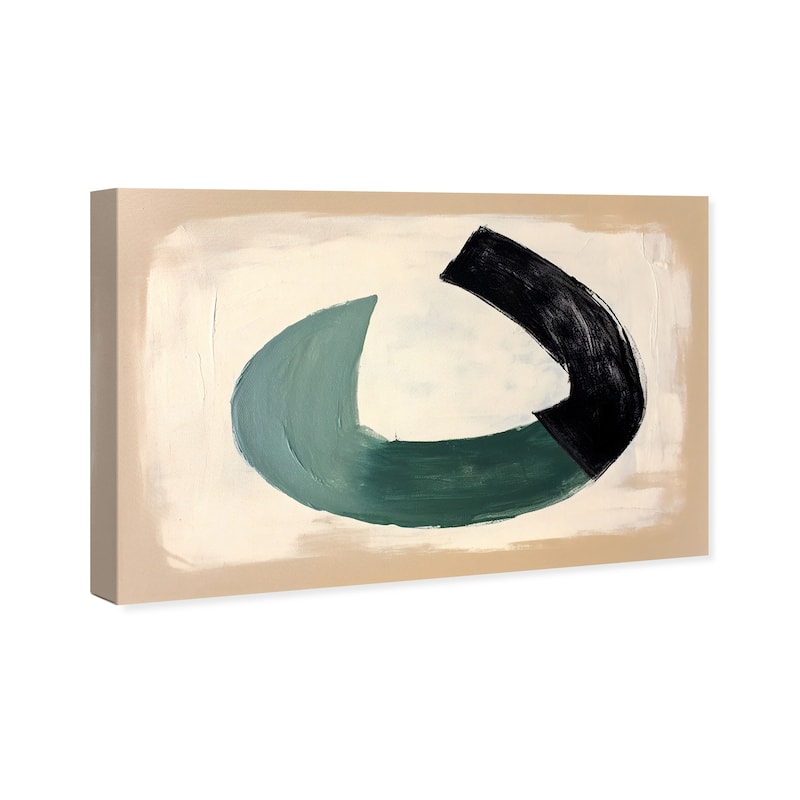 Wynwood Studio Canvas Abstract Horseshoe Shape Green and Dark Green Modern & Contemporary Wall Art Canvas Print