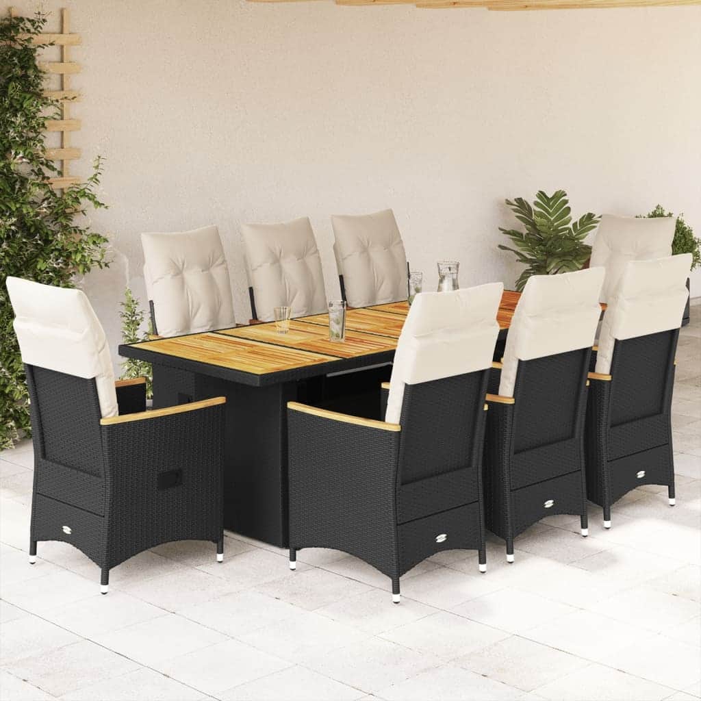 vidaXL Patio Bistro Set with Cushions Outdoor Garden Furniture Poly Rattan - 94.5 x 35.4 x 29.5