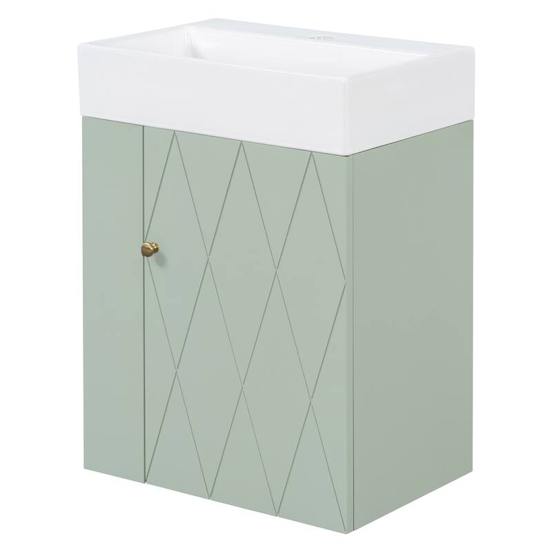 GDFStudio - Lucas Bennett Modern Compact Bathroom Vanity with Decorative Door and Smart Side Storage