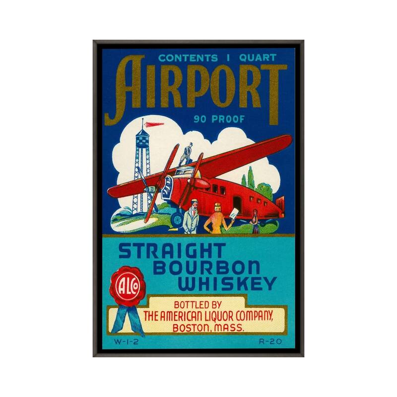 iCanvas "Airport Bourbon Whiskey" by Print Collection Framed - Charcoal - 48x32