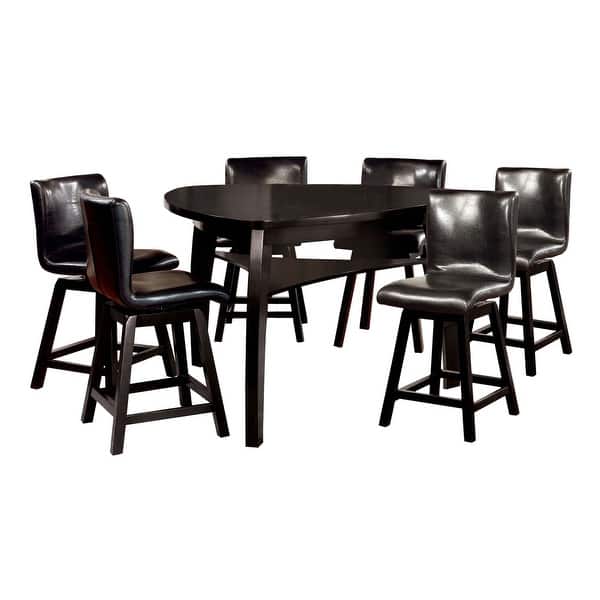 slide 2 of 13, Hace Modern Black Solid Wood 7-Piece Counter Height Table Set by Furniture of America Black