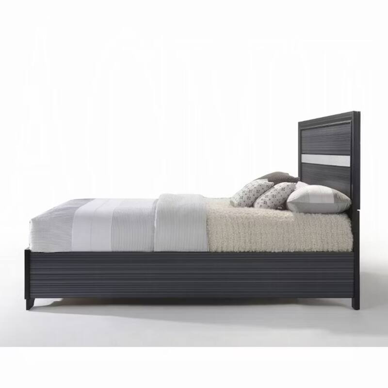 Contemporary Acrylic Trim Accent Eastern King Bed with 2 Drawers, Black