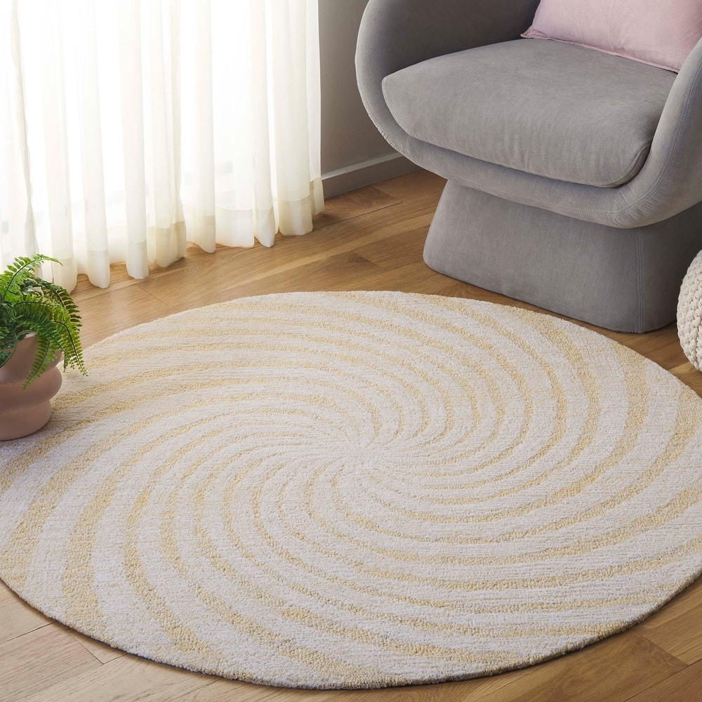 SAFAVIEH Handmade Novelty Blerona Swirl Wool Rug
