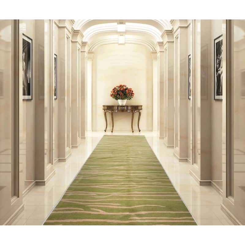 Lime Hand Knotted Wool Runner Graphic Tibetan Rug 2'7"x9'10" - 2' 7'' x 9' 10'' - Lime - 2' 7'' x 9' 10'' - Runner