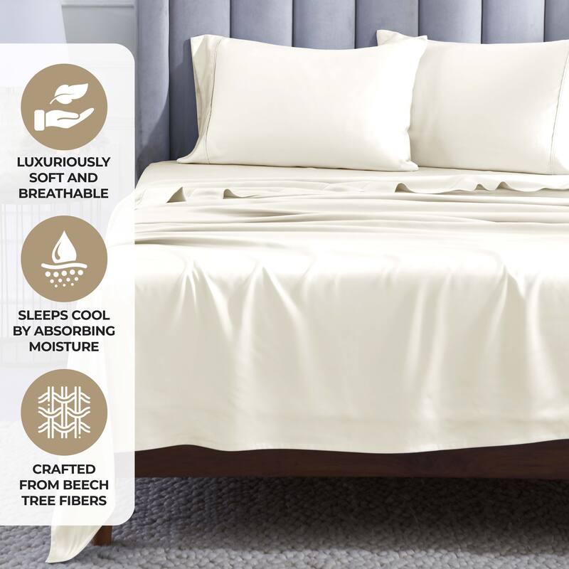 Superior Modal From Beechwood 400 Thread Count Deep Pocket Bed Sheet Set