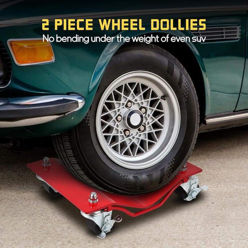 Heavy Duty Vehicle Wheel Dollies for Moving Cars, Trucks, SUVs - 2Pcs Red 2500lbs