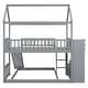 preview thumbnail 15 of 18, Gray Twin over Twin Size Pine Wood Bunk Bed with Two Drawers and Slide for Kids