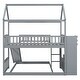 preview thumbnail 17 of 18, Grey Twin Over Twin Wood House Bunk Bed with Two Drawers and Slide