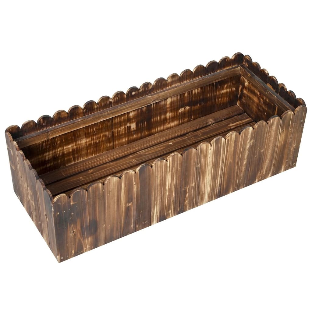 Natural Fir Wood Rectangular Planter Box with Drainage Holes 39.5 Inch Raised Garden Bed for Vegetables Herbs Flowers