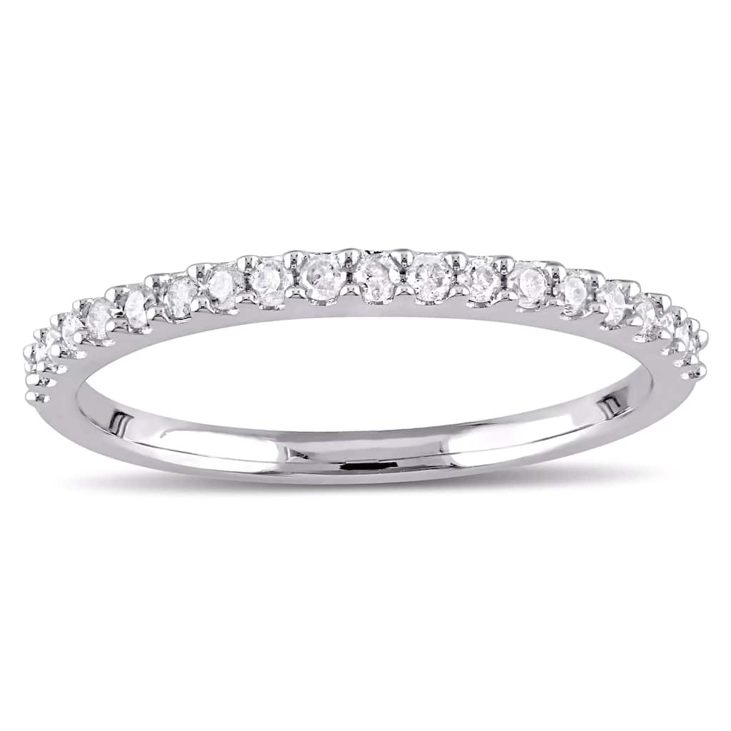 Miadora 10k White Gold 1/5ct TDW Diamond Stackable Anniversary Wedding Band Ring