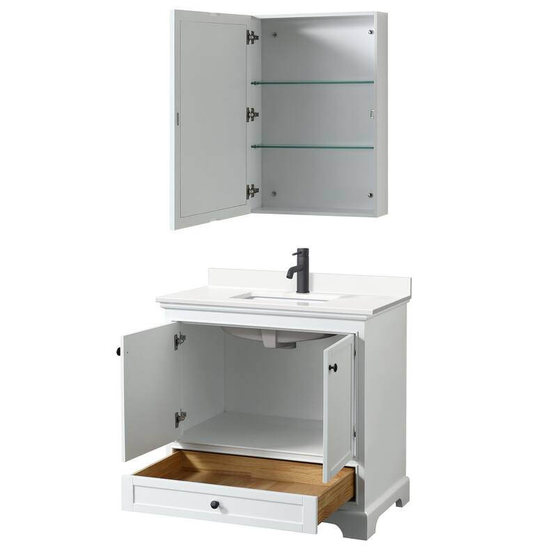 Deborah 36-inch Single Vanity, Quartz Top, Medicine Cabinet