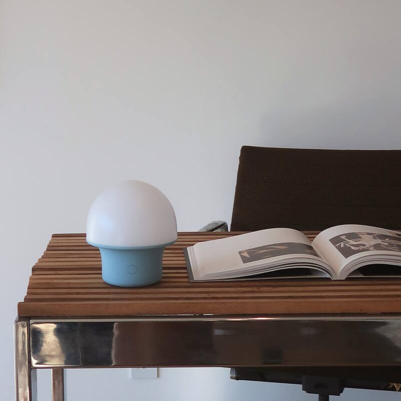 Portobello 6.6 in Matte Blue Modern Portable Indoor/Outdoor Integrated LED Bedside Table Lamp with Built-In Dimmer