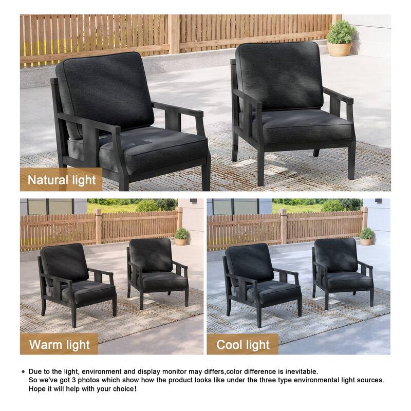 2 Set Outdoor Patio Club Chair with Cushion Patio Arm Lounge Chair