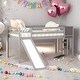 preview thumbnail 2 of 11, Twin Size Loft Bed Wood Bed With Slide, Stair And Chalkboard,Novel Design Loft Bed With Convertible Built-In Ladder And Slide