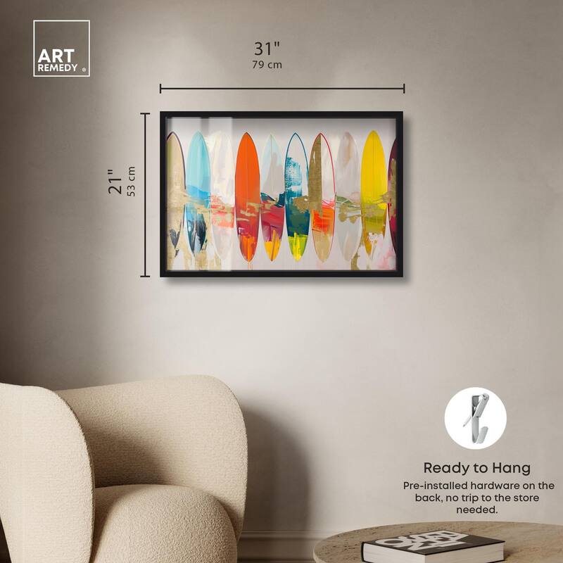 Surfboard Horizons II Shadowbox by Art Remedy