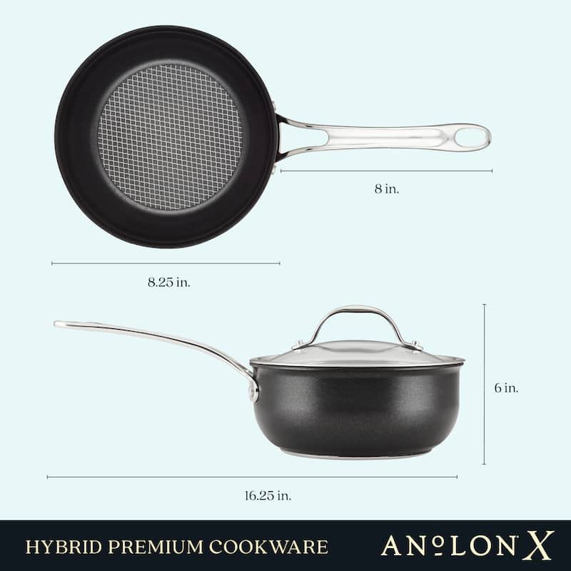 Anolon X Hybrid Nonstick Induction Saucier Pan With Lid, 2.5-Quart, Charcoal Gray
