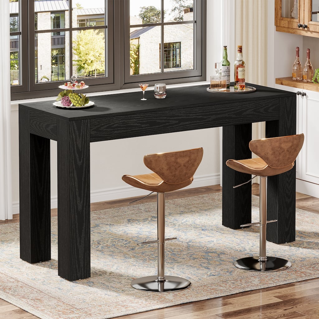 63" Rectangular Dining Table, Wooden Kitchen Table for Family Meals, Apartment & Small Spaces