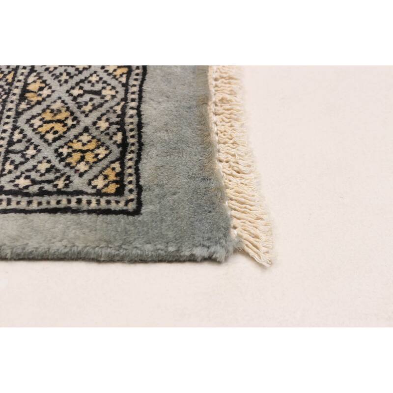 Finest Peshawar Bokhara Grey Rug 5'7" x 7'3" - 5'7 x 7'3