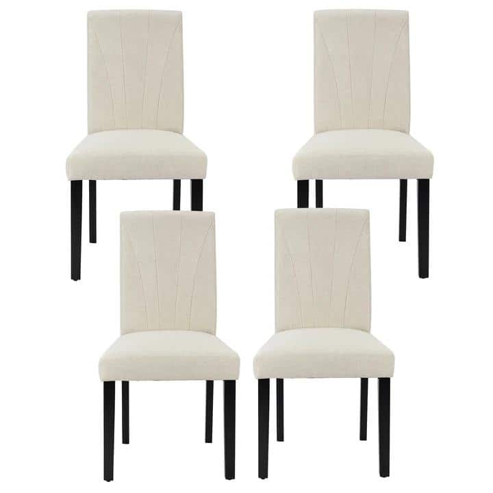 VECELO 3-Color Upholstered Dining Chairs Set with 19.5" Wide Seat 19.3" High Back Dining Chair Modern 37" Parson Chairs - Beige Sand