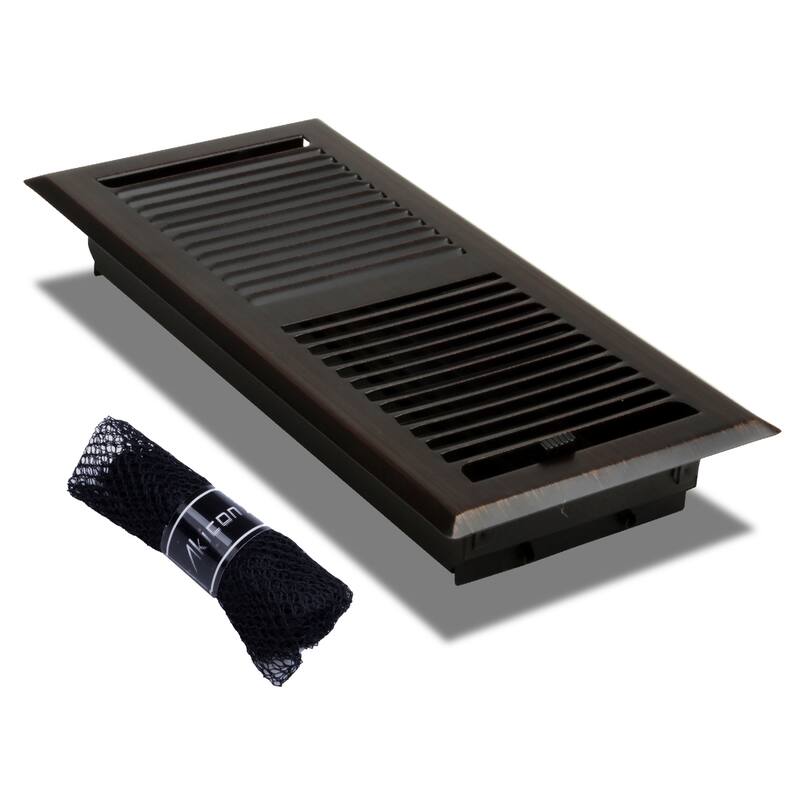 Akicon Stripe Design 4"x10" Floor Register with Trap Net - Oil Rubbed Bronze