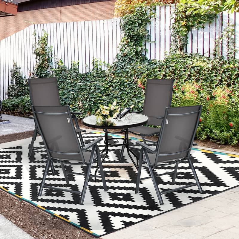 Costway 4PCS Patio Folding Dining Chairs Aluminium Adjustable Back - See details