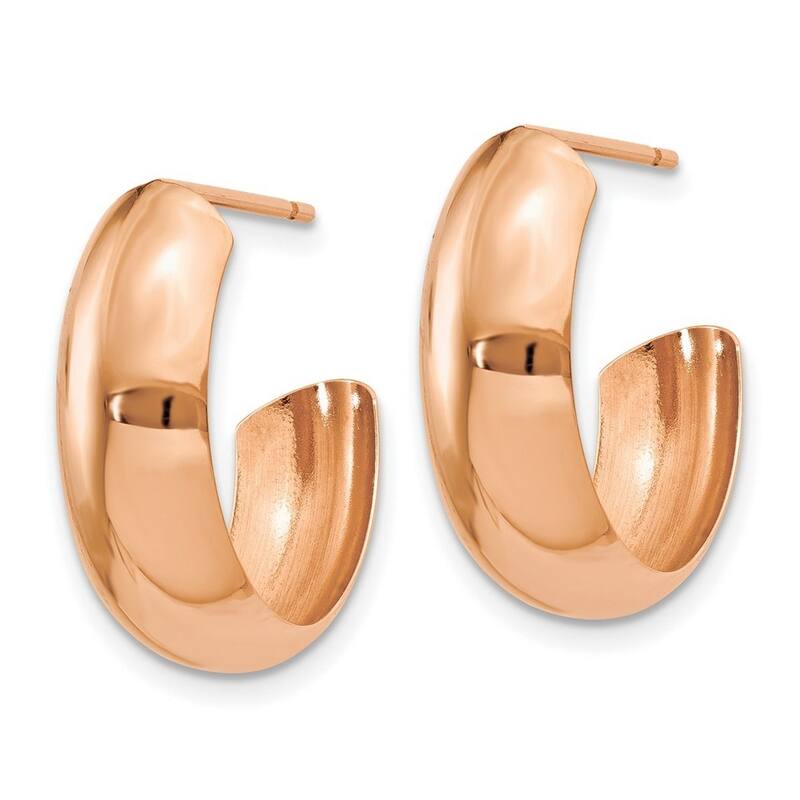 Curata 14k Rose Gold 19x6mm Half Hoop Post Earrings