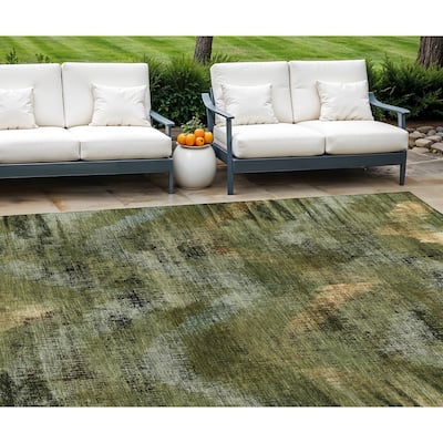 HomeRoots Abstract Transitional Rectangle Outdoor Rug