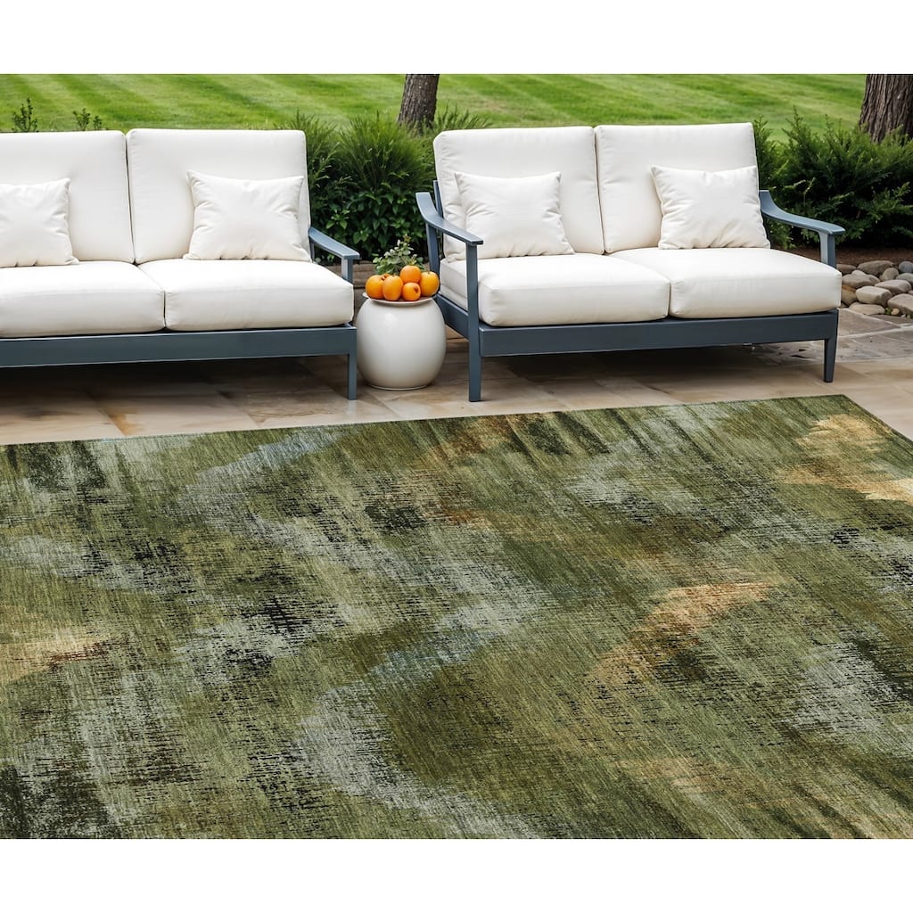 HomeRoots Abstract Transitional Rectangle Outdoor Rug