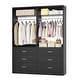 preview thumbnail 66 of 76, Kyrvo Freestanding Closet System with 3 Wooden Drawers ＆ Hanging Rod ＆ Storage Shelf, Modular Walk-in Closet Organizer Wardrobe