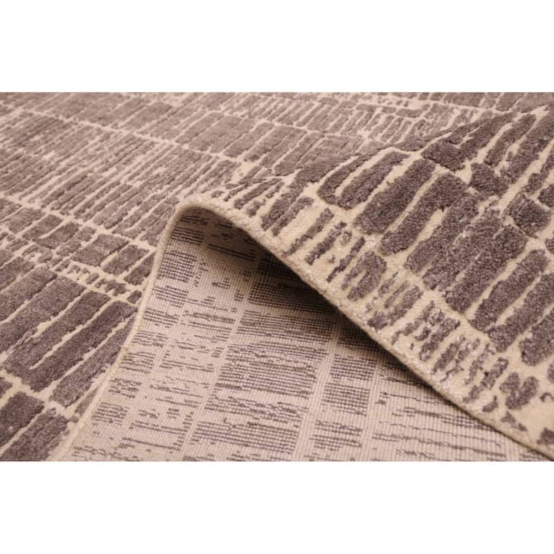 ECARPETGALLERY Hand Loomed Elysian Dark Grey Wool Rug - 7'10 x 10'0