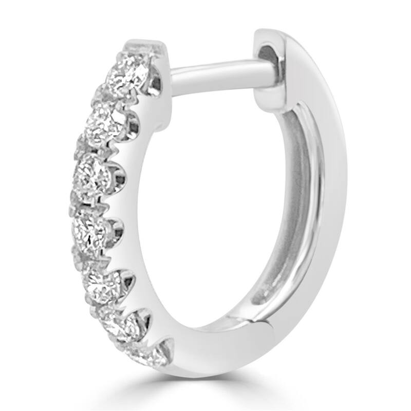 Joelle Collection Half-a-Pair Huggie Small Hoop Earring 0.11 cttw. 14K Gold - Perfect for Second Hole - 12mm