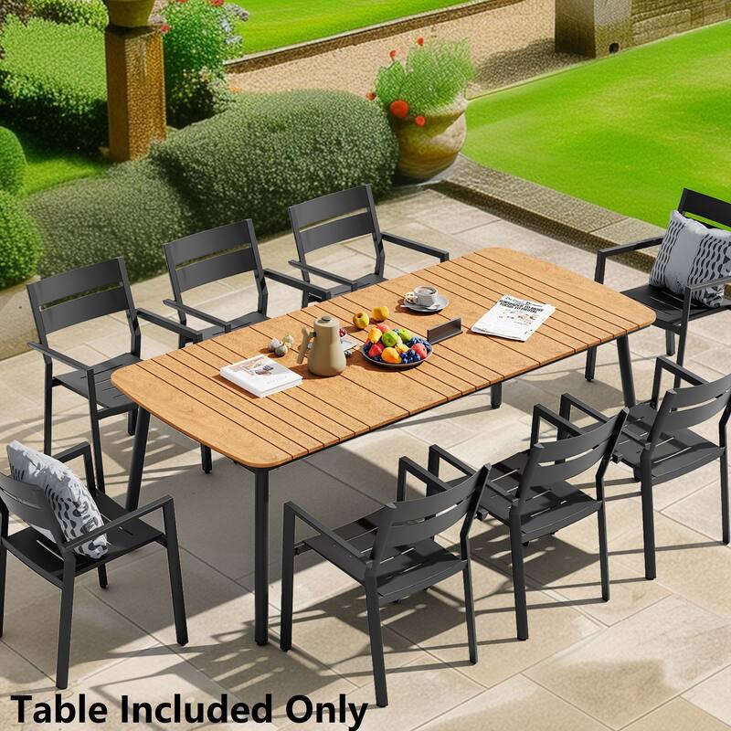 Pellebant Patio Dining Table Rectangular Aluminum Outdoor Table - Brown - 81.5 inches