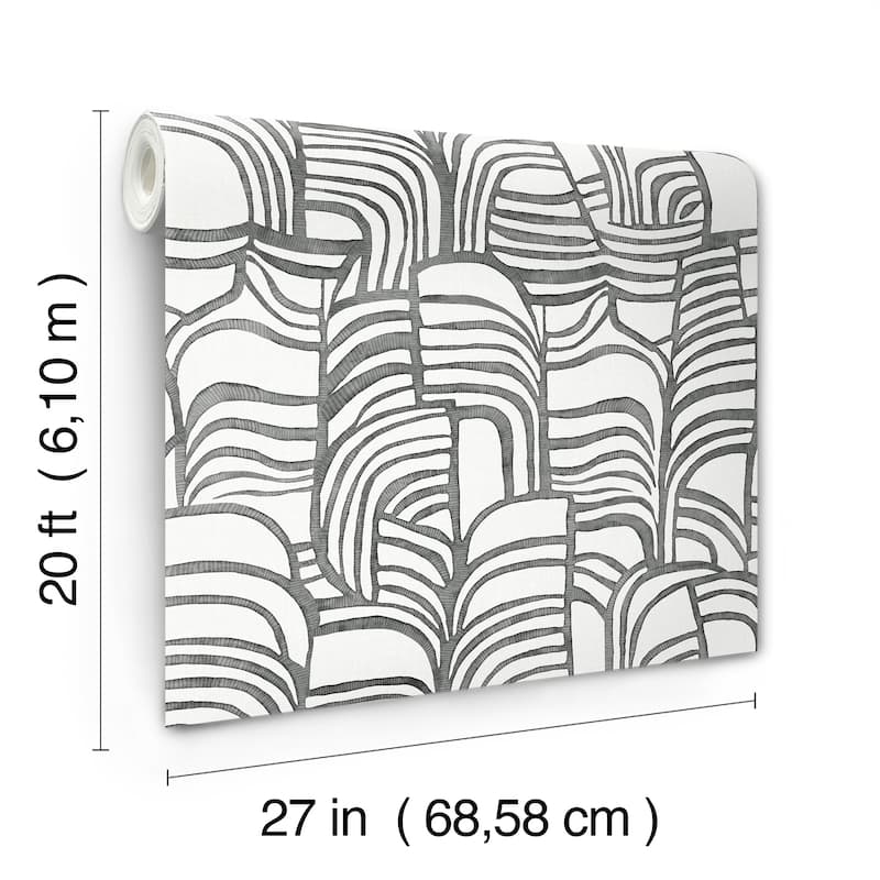 Featherwork Black and White Premium Peel and Stick Wallpaper