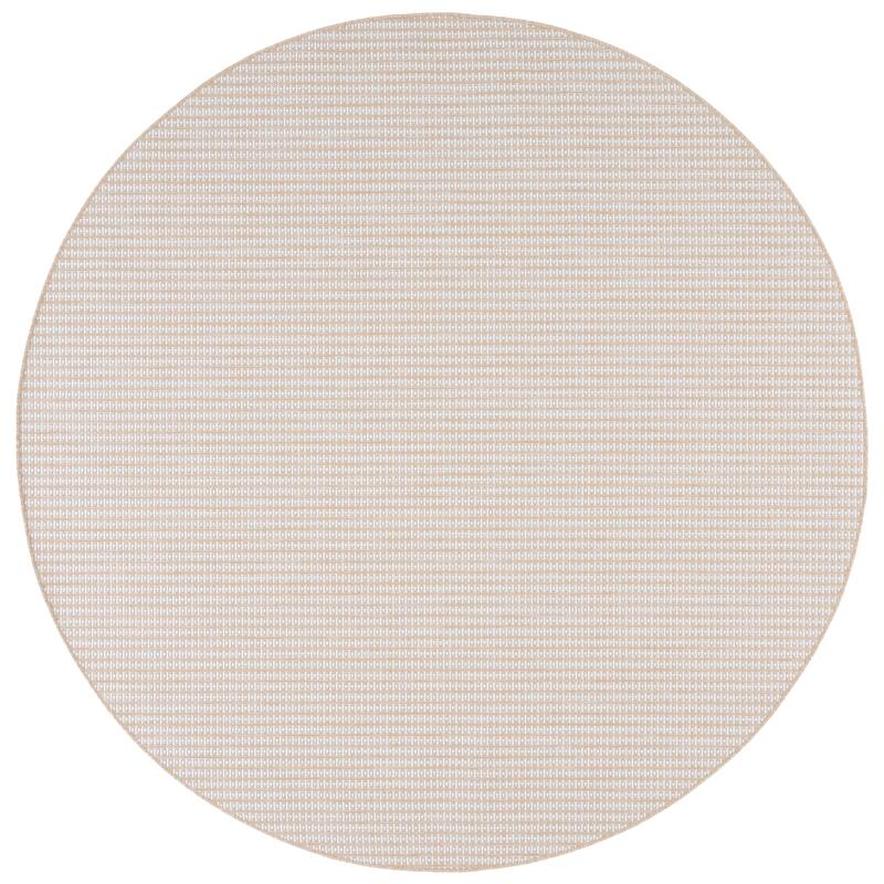 SAFAVIEH Terrace Ribana Indoor/Outdoor Washable Backyard Patio Rug - 6'7" Round - Beige/Ivory