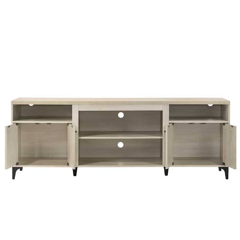 Evans TV Stand Media Cabinet, 4 Doors and Adjustable Shelf, Oak Brown