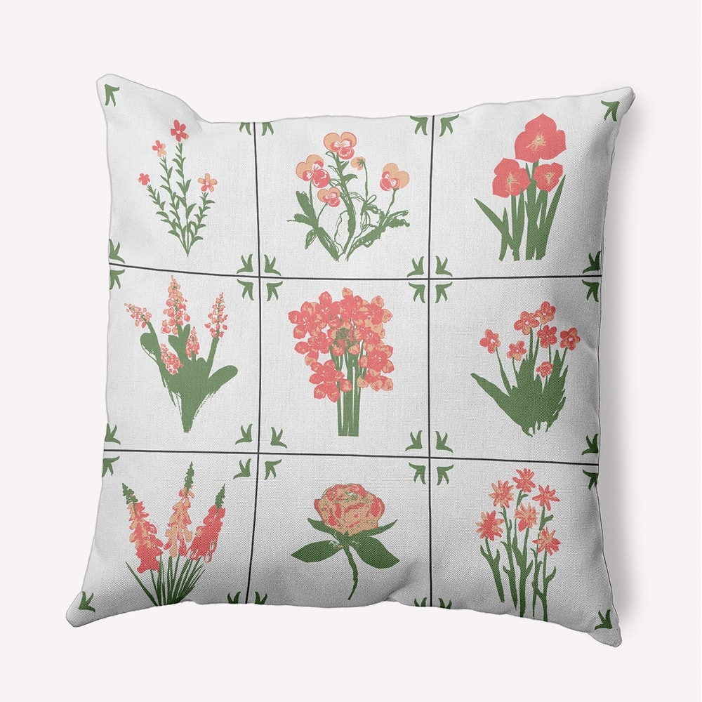 Framed Field Flowers Indoor/Outdoor Throw Pillow