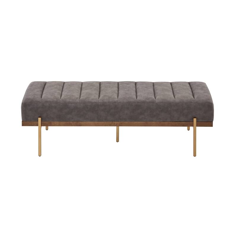 Christopher Knight Home - Sunfay Modern Channel Tufted Bench with Gold Base for Stylish Home Accents
