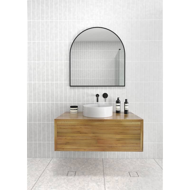 Glass Warehouse Arched Stainless Steel Framed Wall Mirror