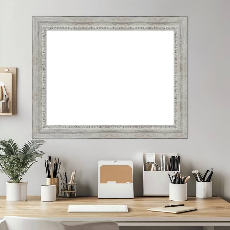 Amanti Art Rustic White Wash Framed Dry Erase Magnetic Board