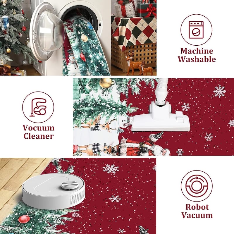 Washable Snowflakes Christmas Area Rug for Bedroom Holiday Decor - 1'6" x 2'6"