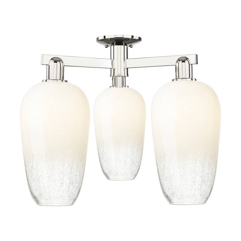 Innovations Lighting 716-3F-17-25 Brookhaven Flute Semi-Flush - Polished Nickel / Opal