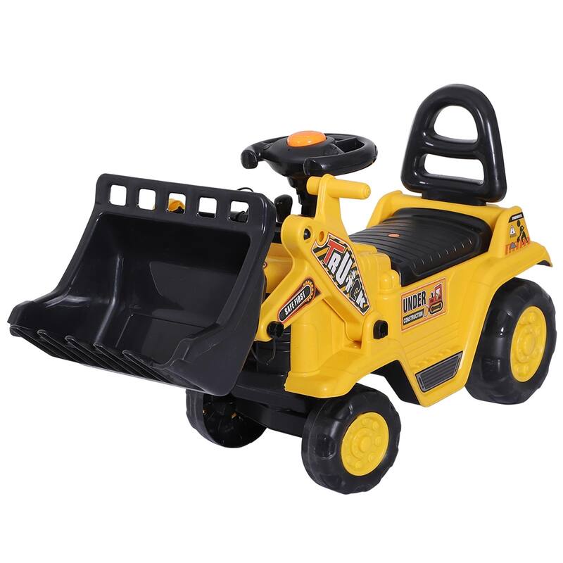 3-in-1 Ride-On Bulldozer Toy for Toddlers with Functional Shovel and Wheels Under-Seat Storage - 31.5" L x 10.5" W x 15.25" H