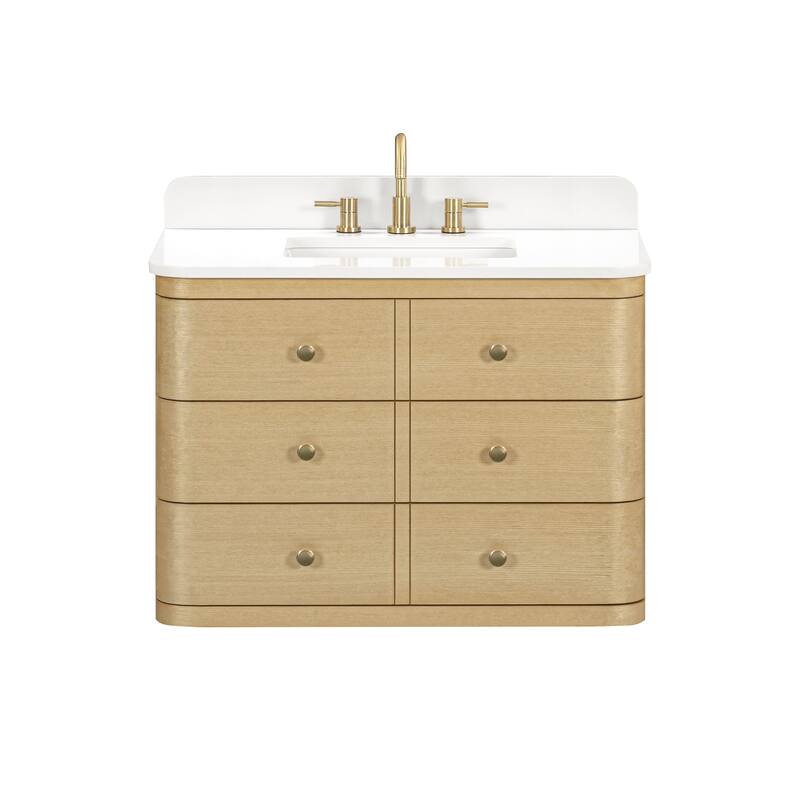 Serena Bathroom Vanity in Light Oak with White Engineered Stone Top