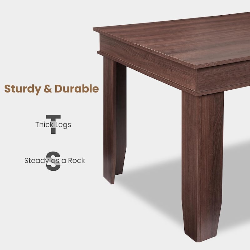 71'' Farmhouse Dining Table, Wood Rustic Kitchen Table with Sturdy Frame & Rustic Brown Finish