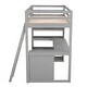 preview thumbnail 8 of 7, Gray Loft Bed with Desk, Shelves, Drawer, and Ladder, Full-Length Guardrail