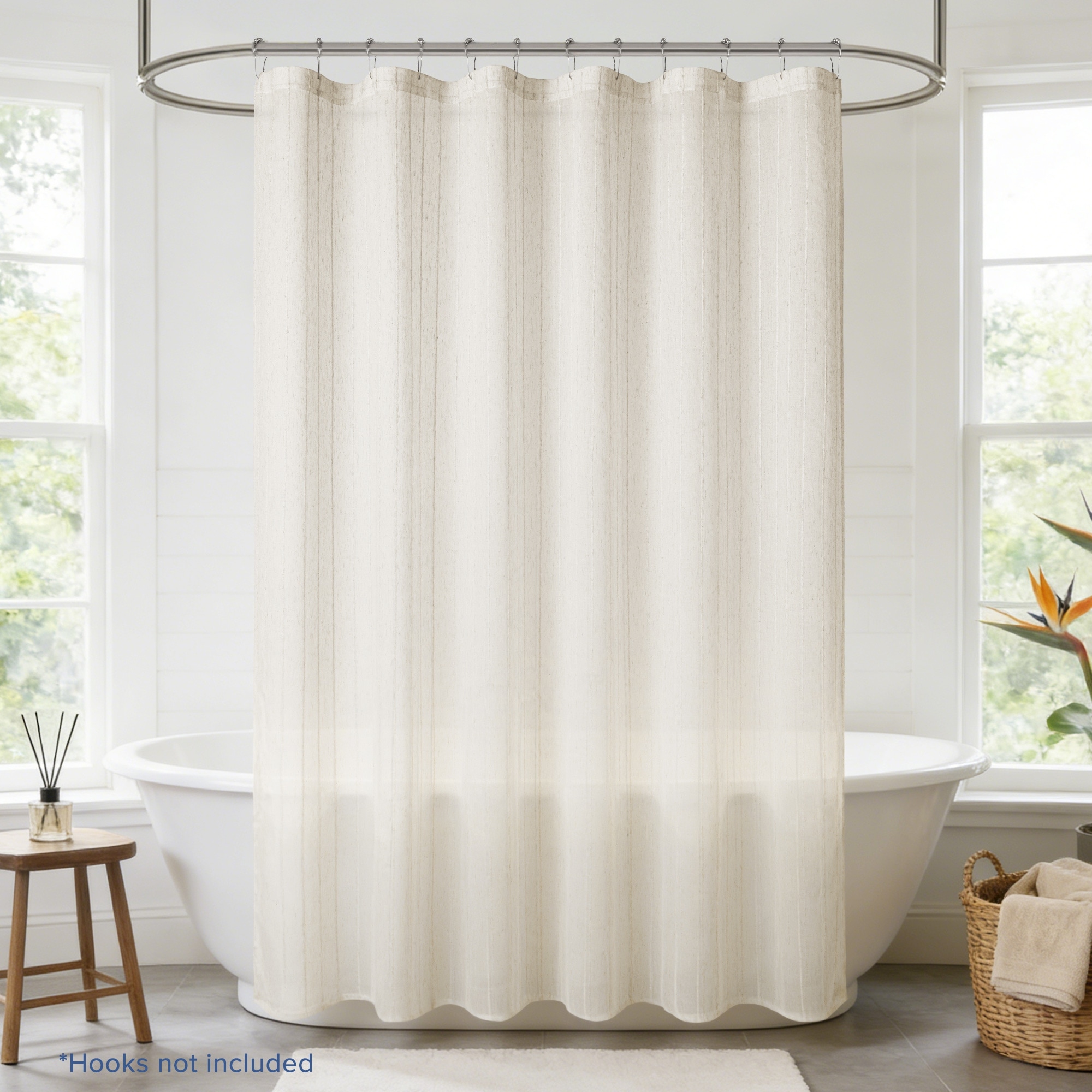 Linen Blend Wavy Stripe Shower Curtain
