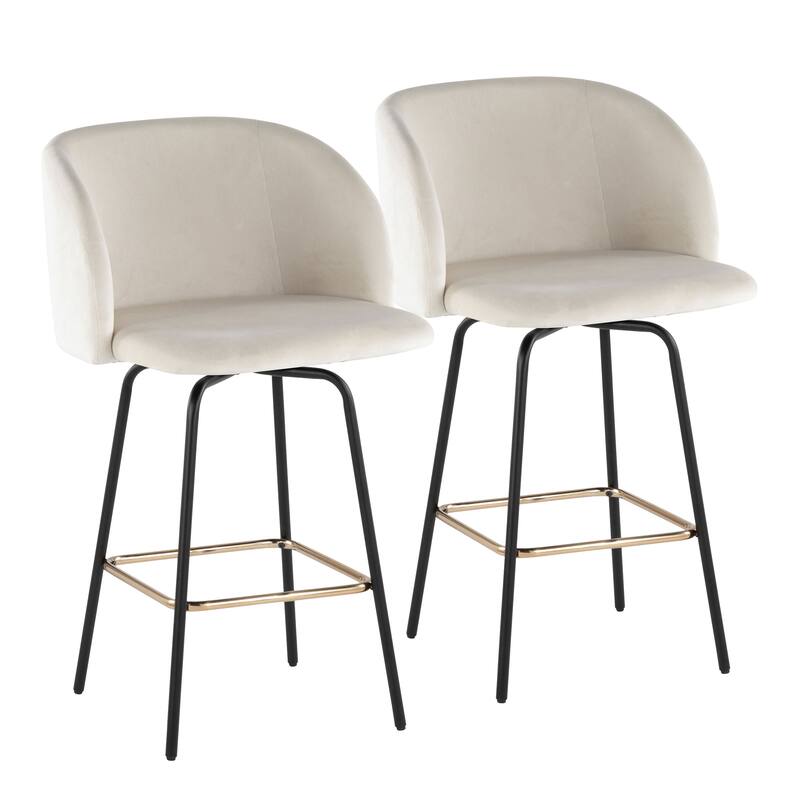 Silver Orchid Harding 26" Fixed-Height Swivel Counter Stool with Metal Legs (Set of 2)